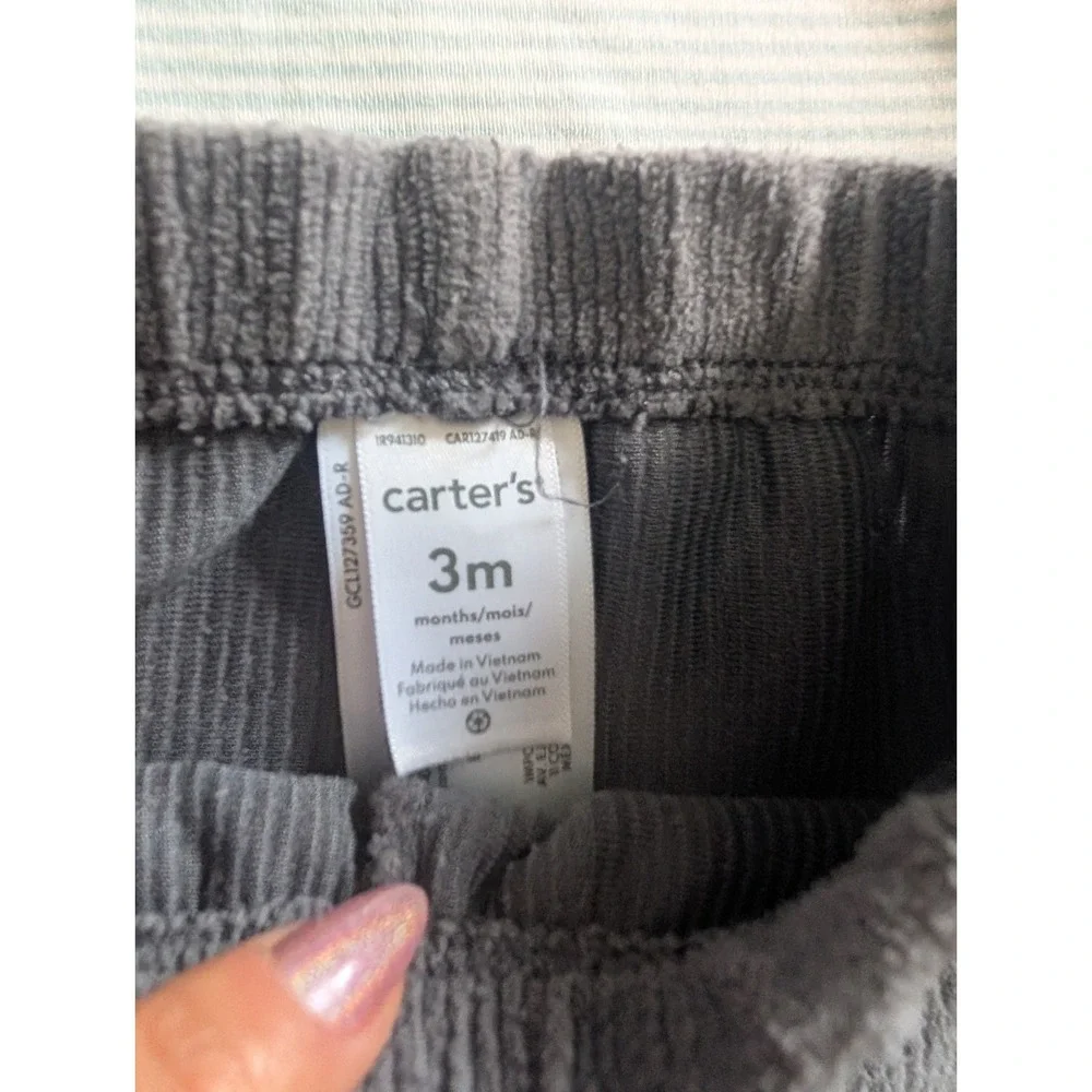 Carter's 3M 3pc Outfit Set Striped Shirt Pants Zip Footed Sleeper Bees - Picture 3 of 5